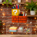 Super Mario Acrylic Desk Organizer - Question Block & Brick Pen Holder Set