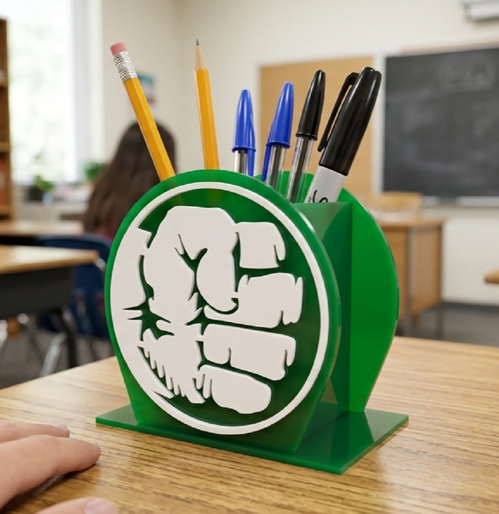 Hulk Themed Acrylic Pencil & Pen Holder - 3D Punch Design