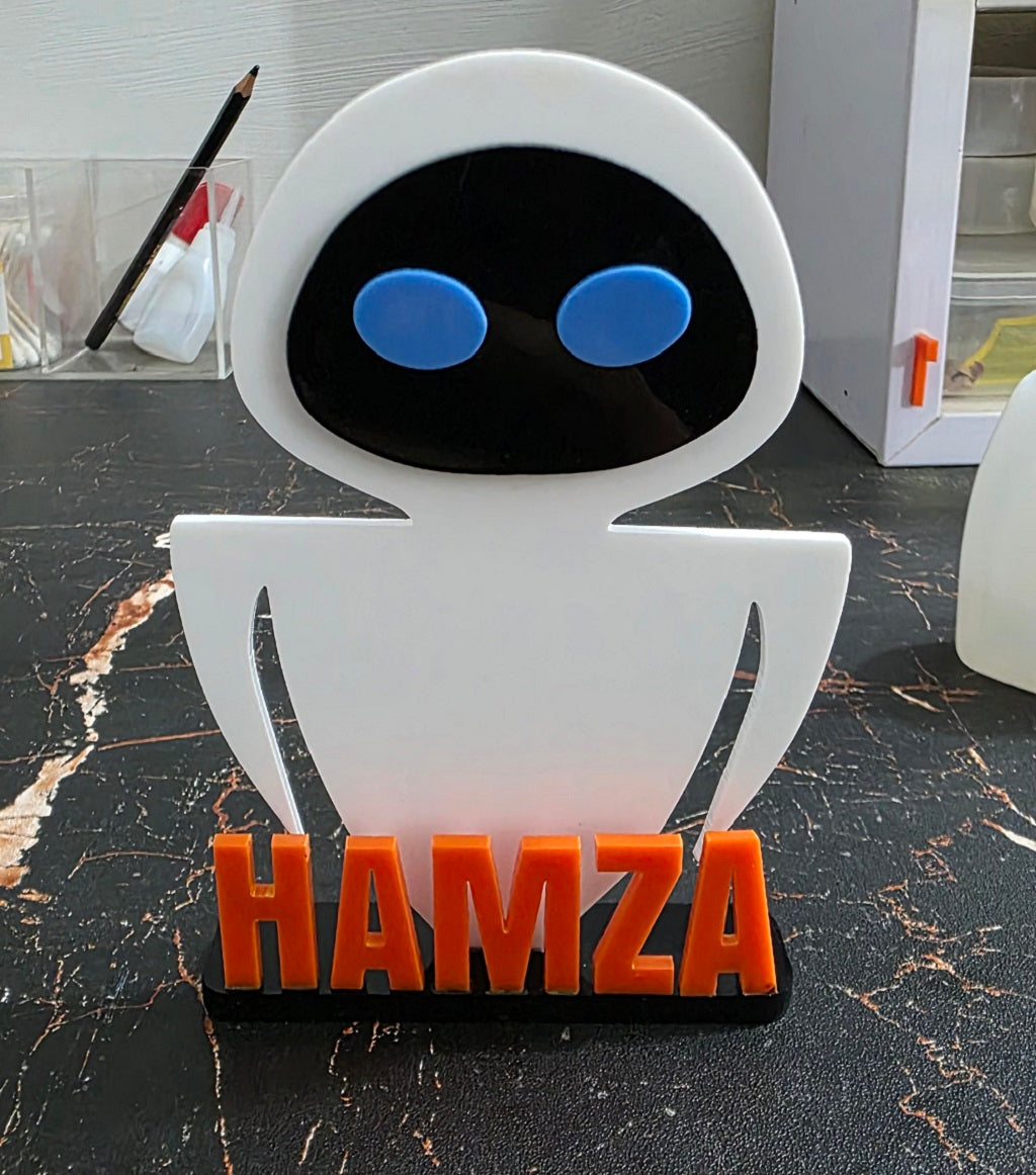 Custom Name 3D Acrylic Desk Sign – Personalized Cartoon Character Tabletop Stand – Laser Cut Gaming Room Nightstand Kids Nameplate Decor Gift