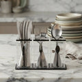 3-Compartment Acrylic Cutlery Holder - Premium Spoon, Fork & Knife Organizer - Luxury Dining Table Stand