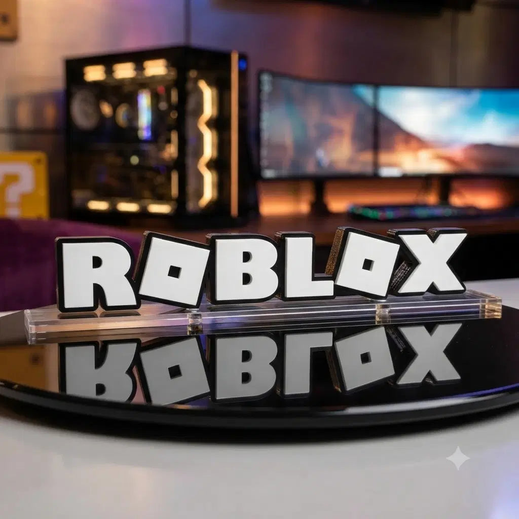 3D Acrylic Roblox Desk Sign | Custom Laser Cut Gaming Room Decor Setup Accessories