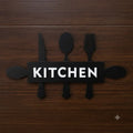 3D Layered Acrylic Kitchen Sign - Elegant Cutlery & Rolling Pin Design - Home Wall & Door Decor