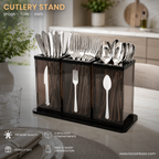 3-Compartment Brown Acrylic Cutlery Holder - Premium Spoon, Fork & Knife Organizer - Luxury Dining Table Stand (Copy)