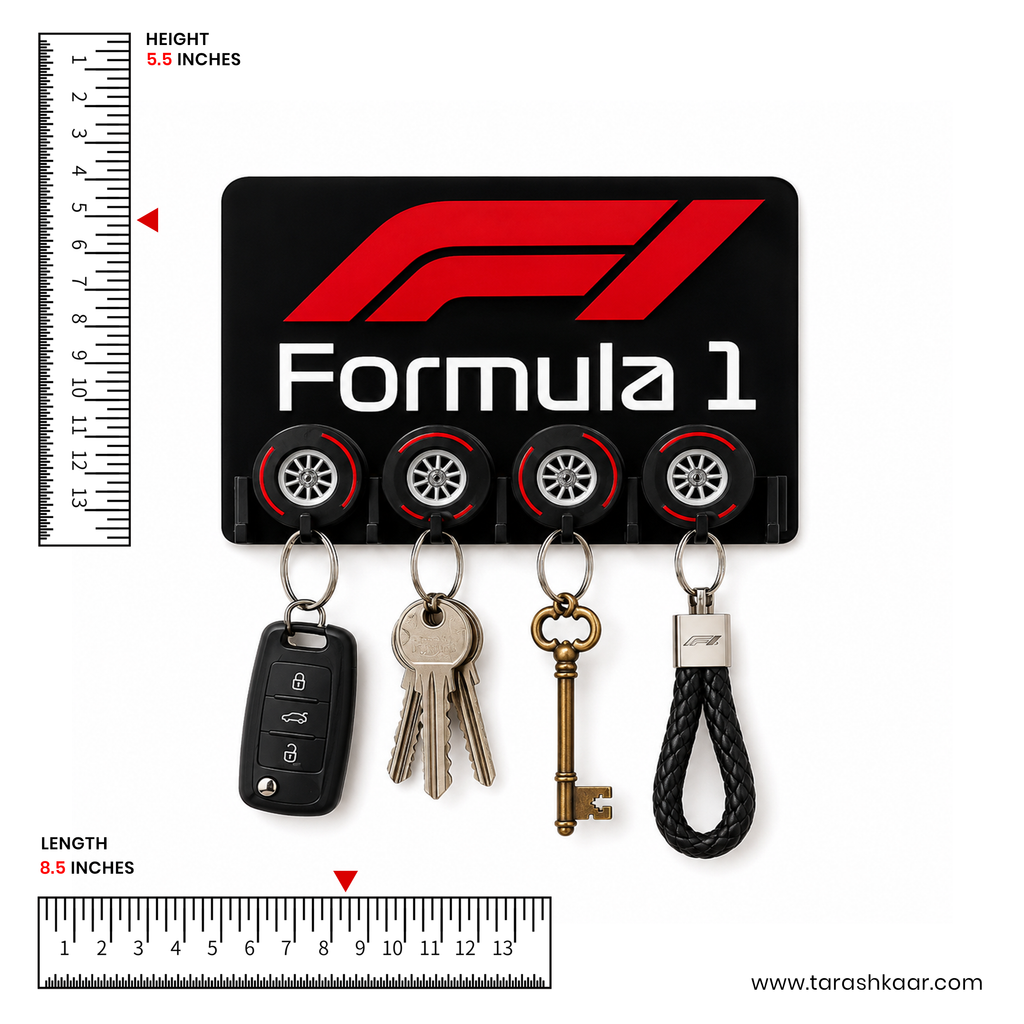 F1 Formula Wall Key chains Holder - 3D Acrylic Made