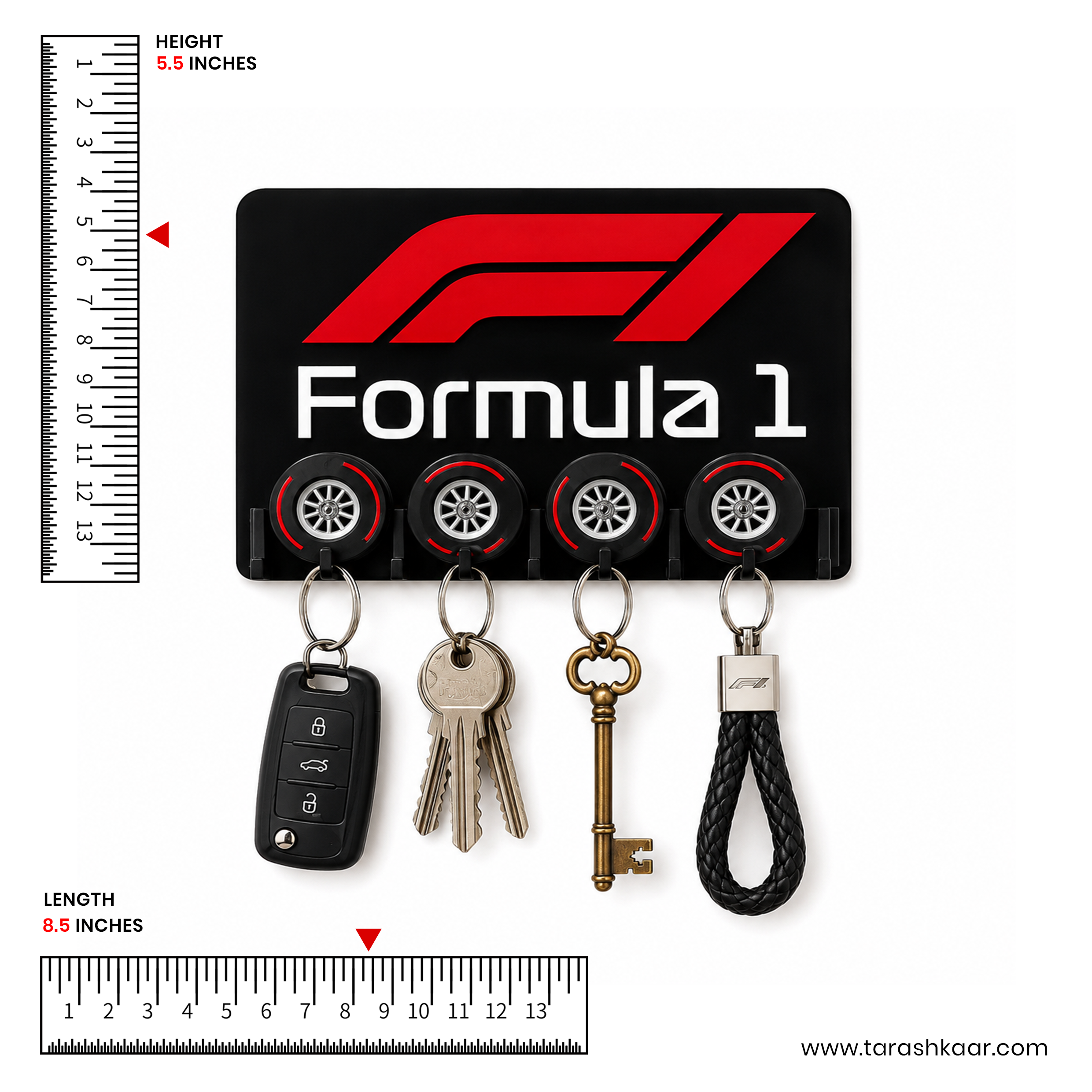 F1 Formula Wall Key chains Holder - 3D Acrylic Made