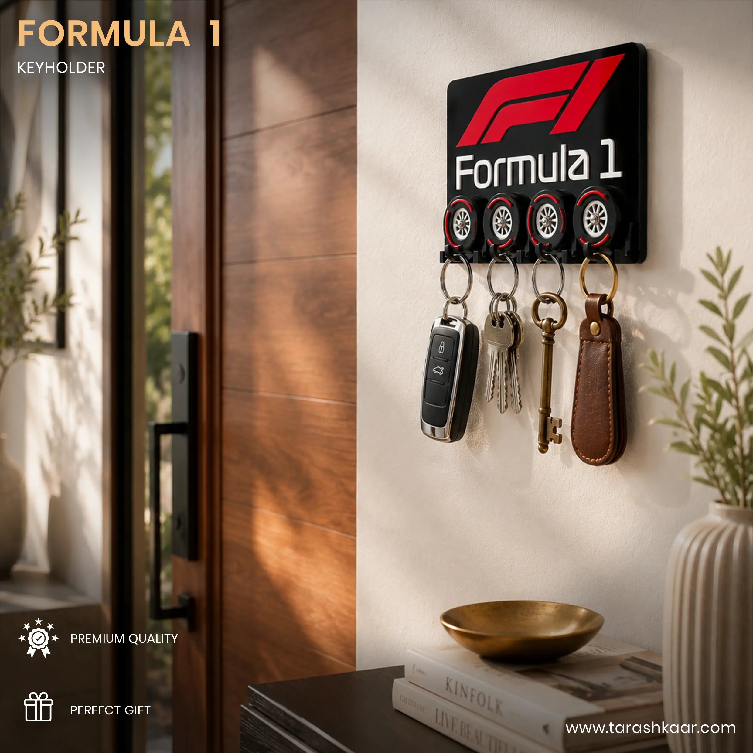 Formula 1 Wall-Mounted Key Holder – F1 Racing Tyre Design Key Rack