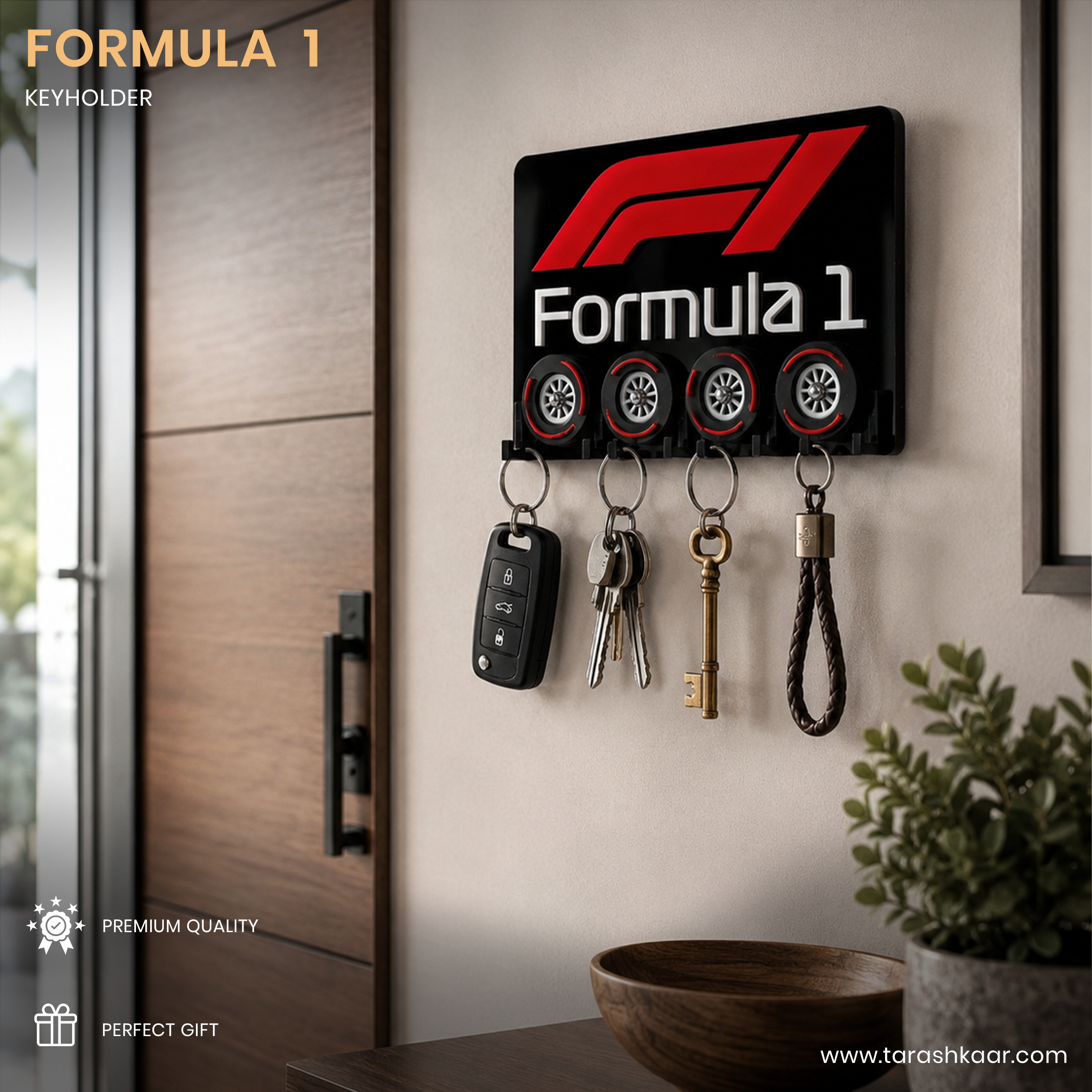 F1 Formula Wall Key chains Holder - 3D Acrylic Made