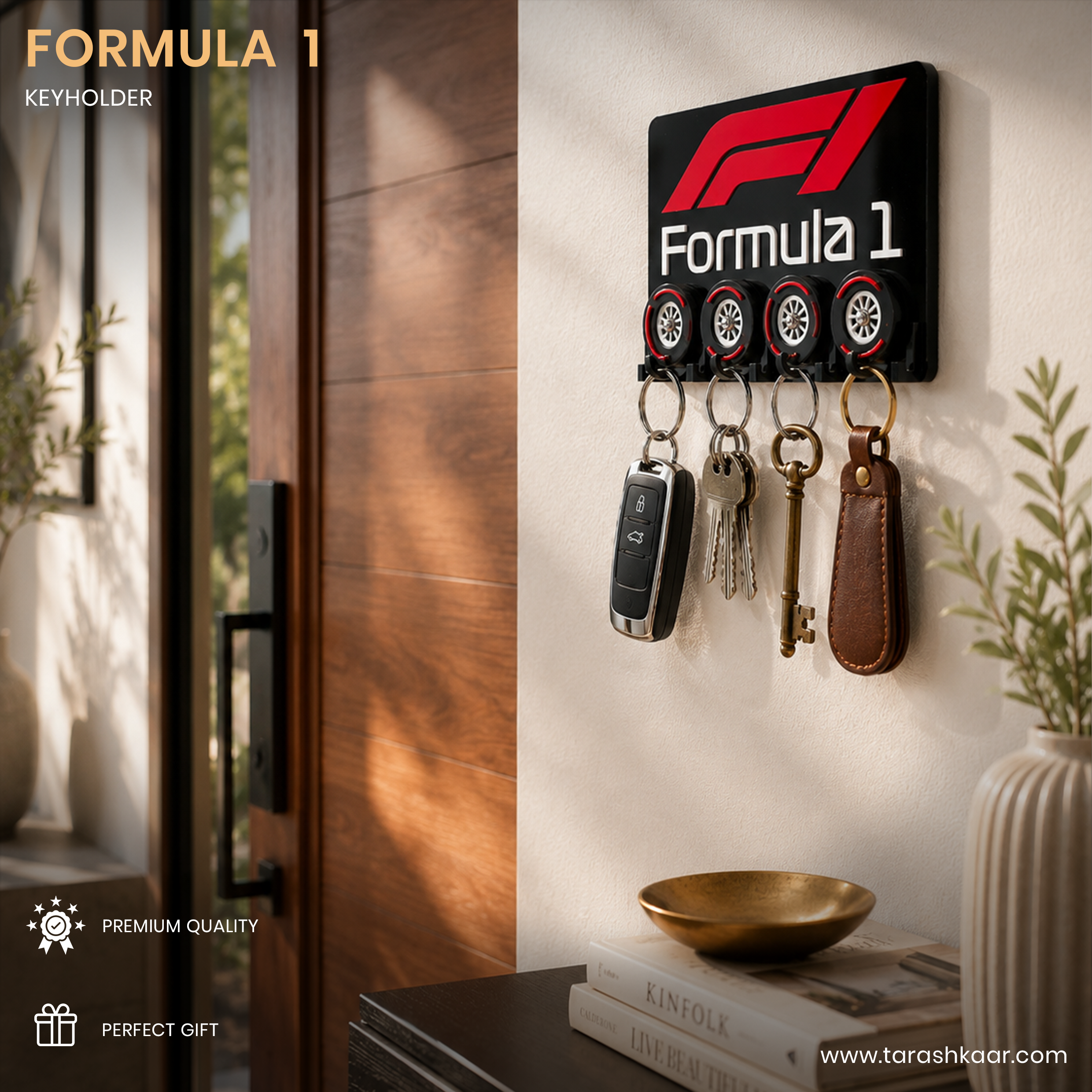 F1 Formula Wall Key chains Holder - 3D Acrylic Made