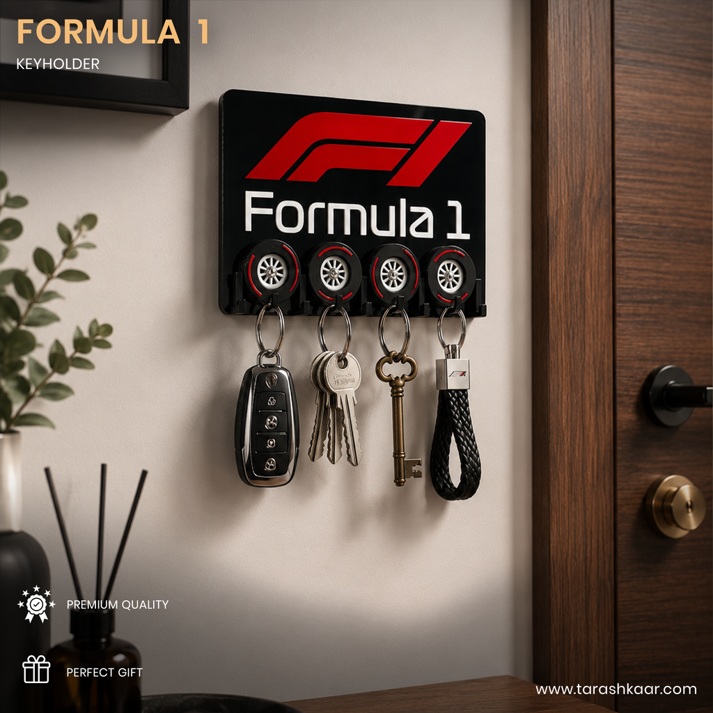 F1 Formula Wall Key chains Holder - 3D Acrylic Made