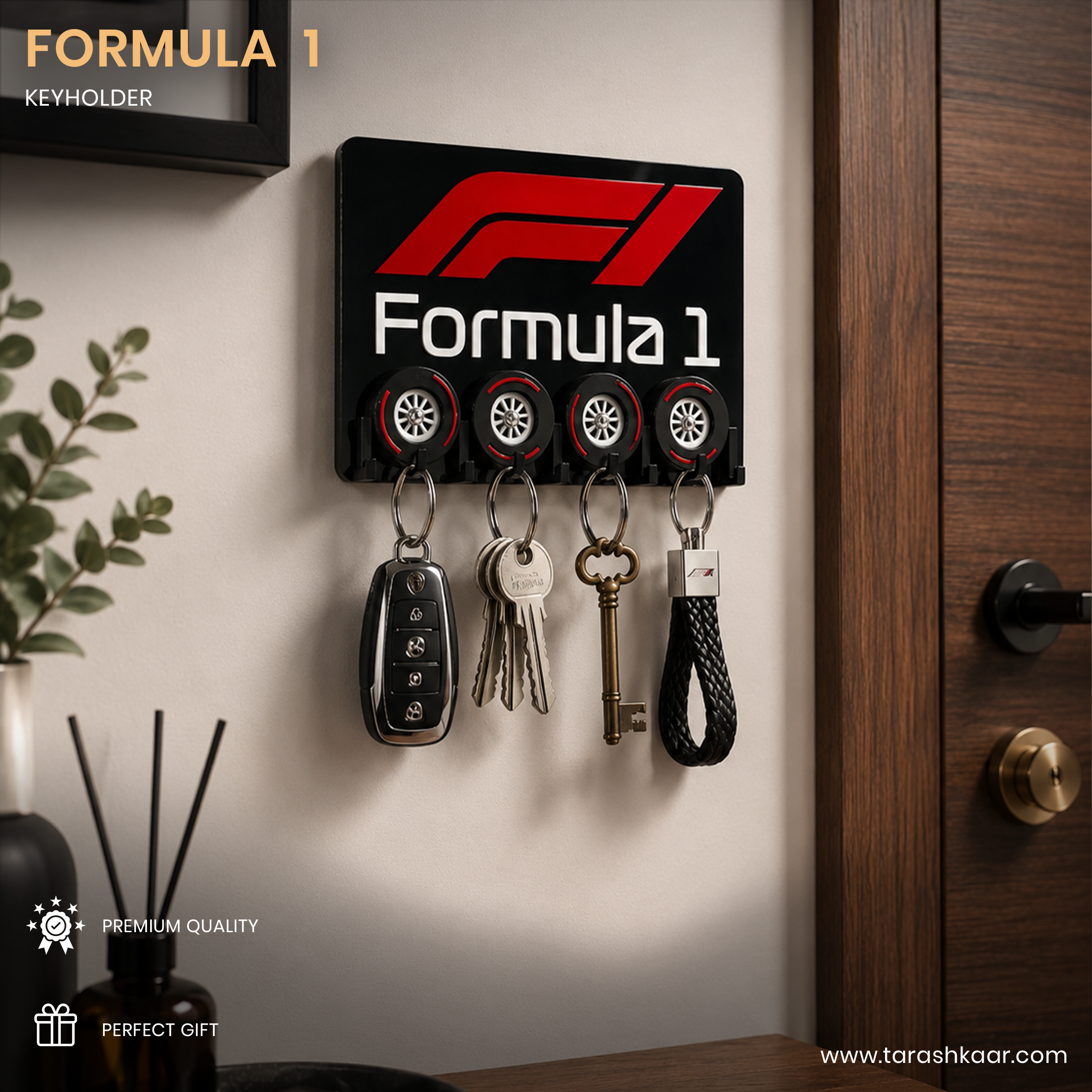 F1 Formula Wall Key chains Holder - 3D Acrylic Made