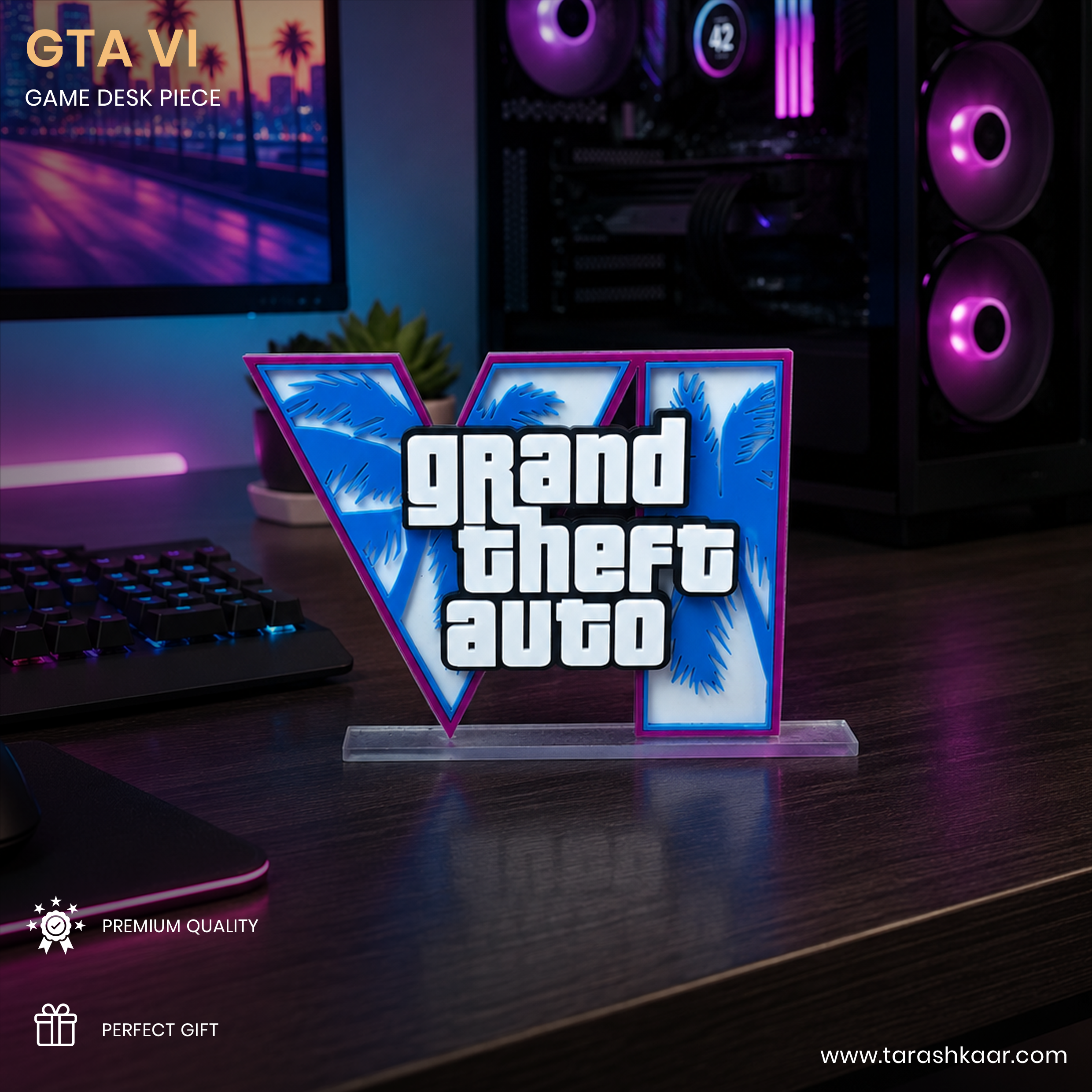 GTA 6 Desk Decor Logo - 3D Acrylic