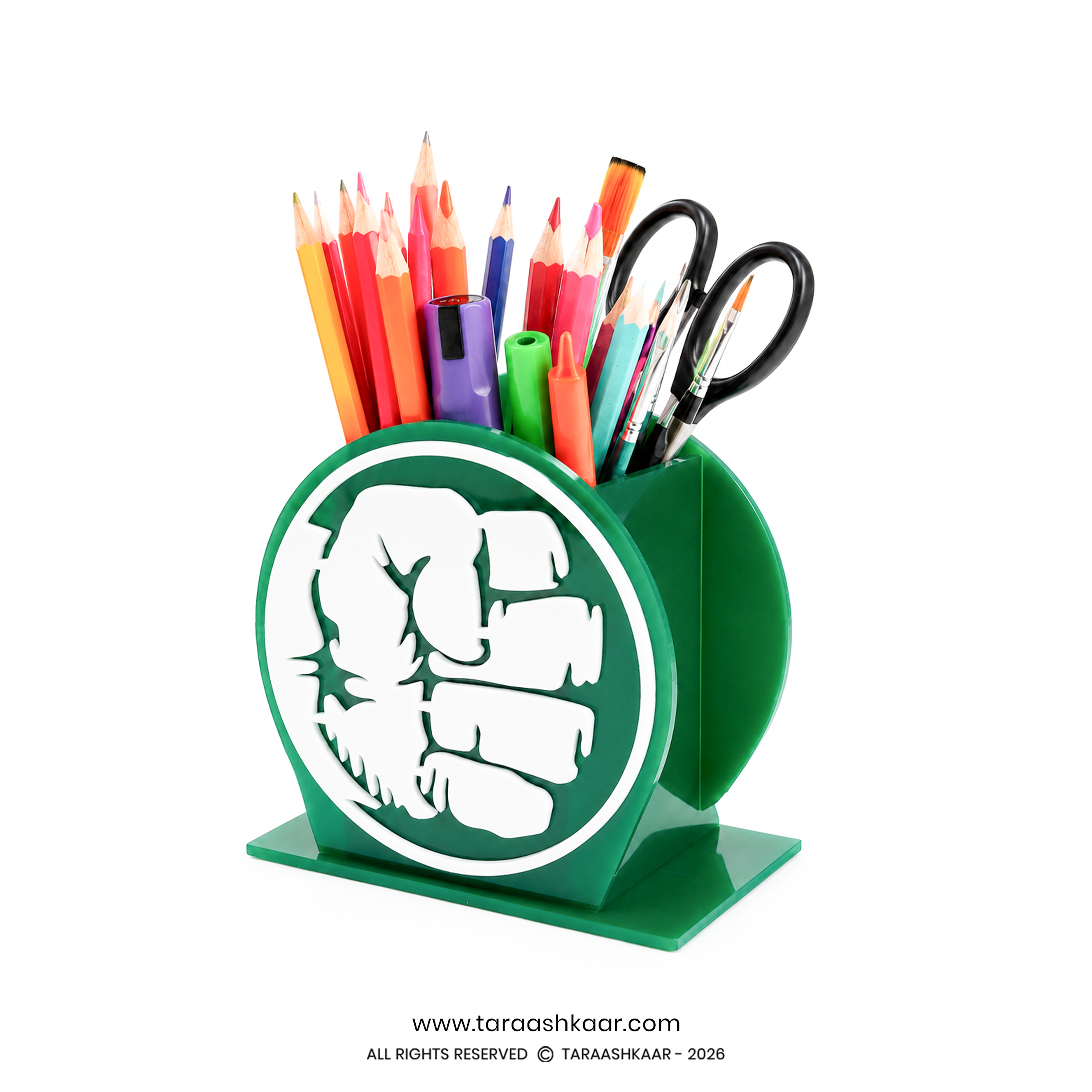 HULK Acrylic Pen Holder & Desk Organizer - Multi-Color Stationery Storage Box for Kids & Office