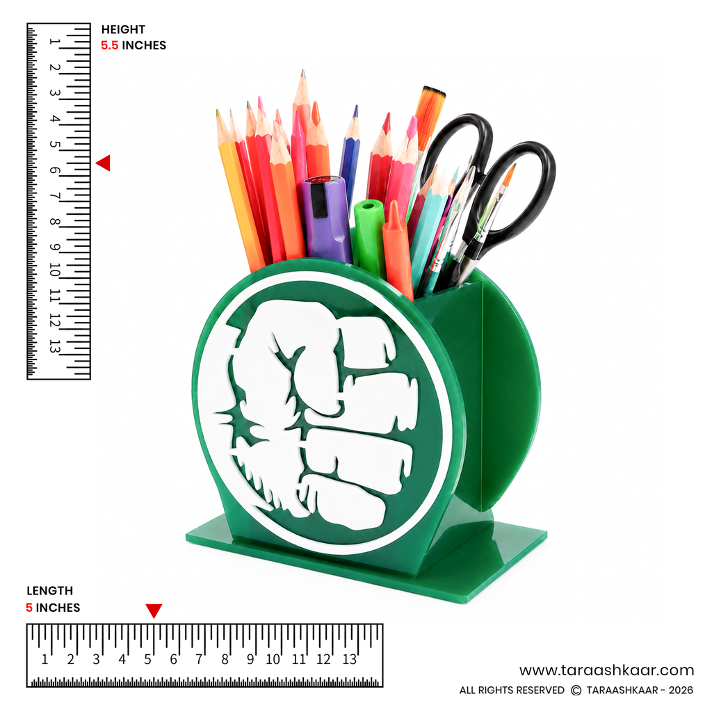 HULK Acrylic Pen Holder & Desk Organizer - Multi-Color Stationery Storage Box for Kids & Office