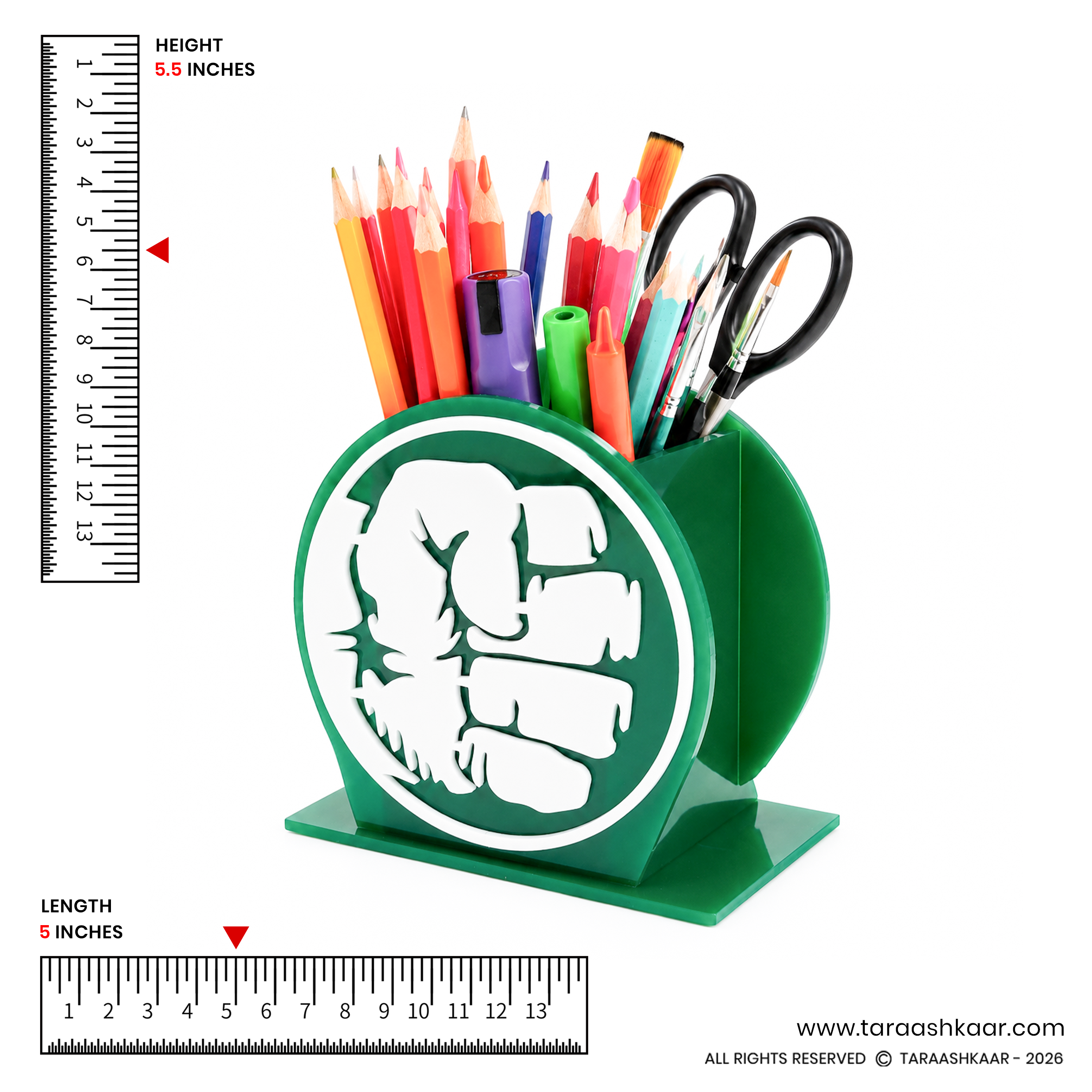 HULK Acrylic Pen Holder & Desk Organizer - Multi-Color Stationery Storage Box for Kids & Office