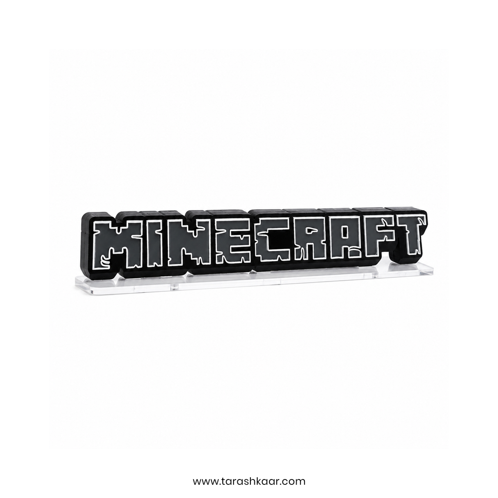 3D Layered Acrylic Stand - Minecraft Logo Edition - Premium Gaming Room Desk Decor