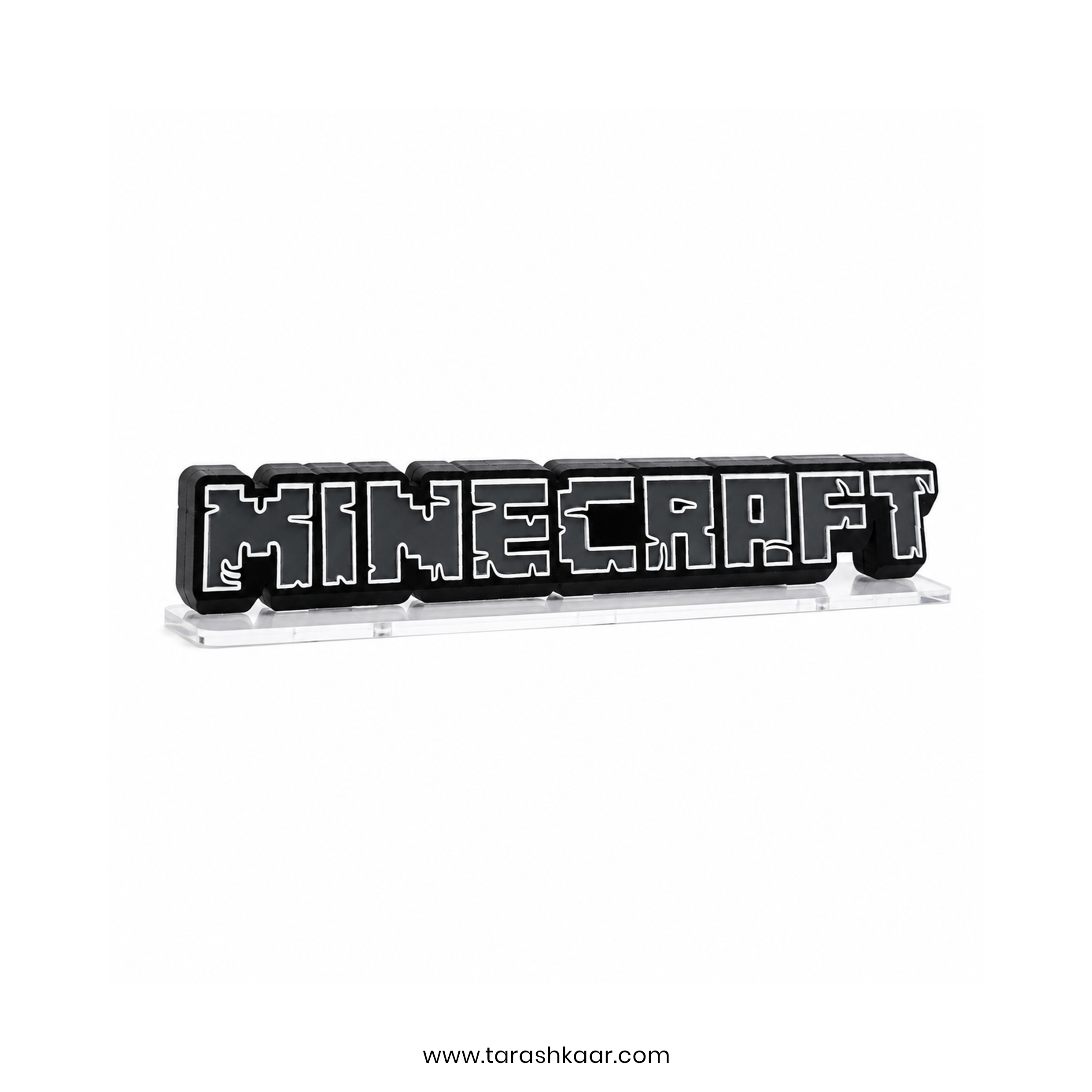 3D Layered Acrylic Stand - Minecraft Logo Edition - Premium Gaming Room Desk Decor
