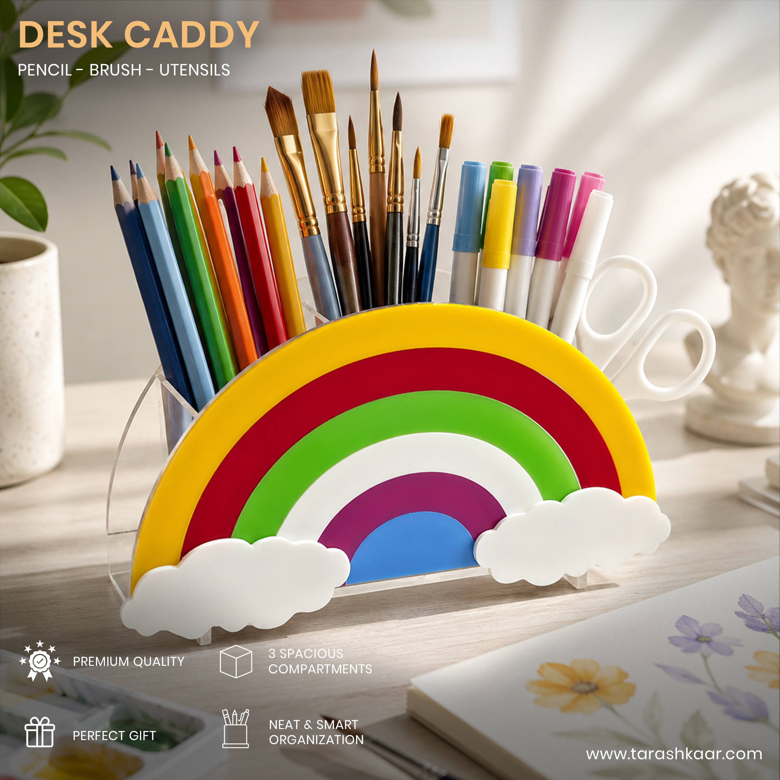 Rainbow Cloud Acrylic Pen & Pencil Holder