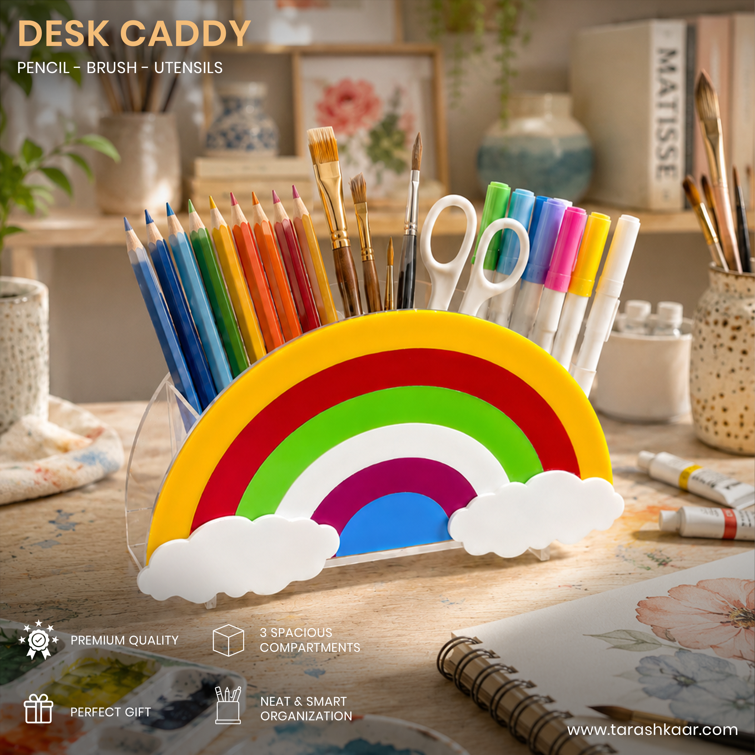 Rainbow Cloud Acrylic Pen & Pencil Holder
