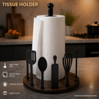 Kitchen Utensil Design Tissue Paper Holder – Wooden Base Paper Towel Stand