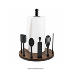 Kitchen Utensil Design Tissue Paper Holder – Wooden Base Paper Towel Stand