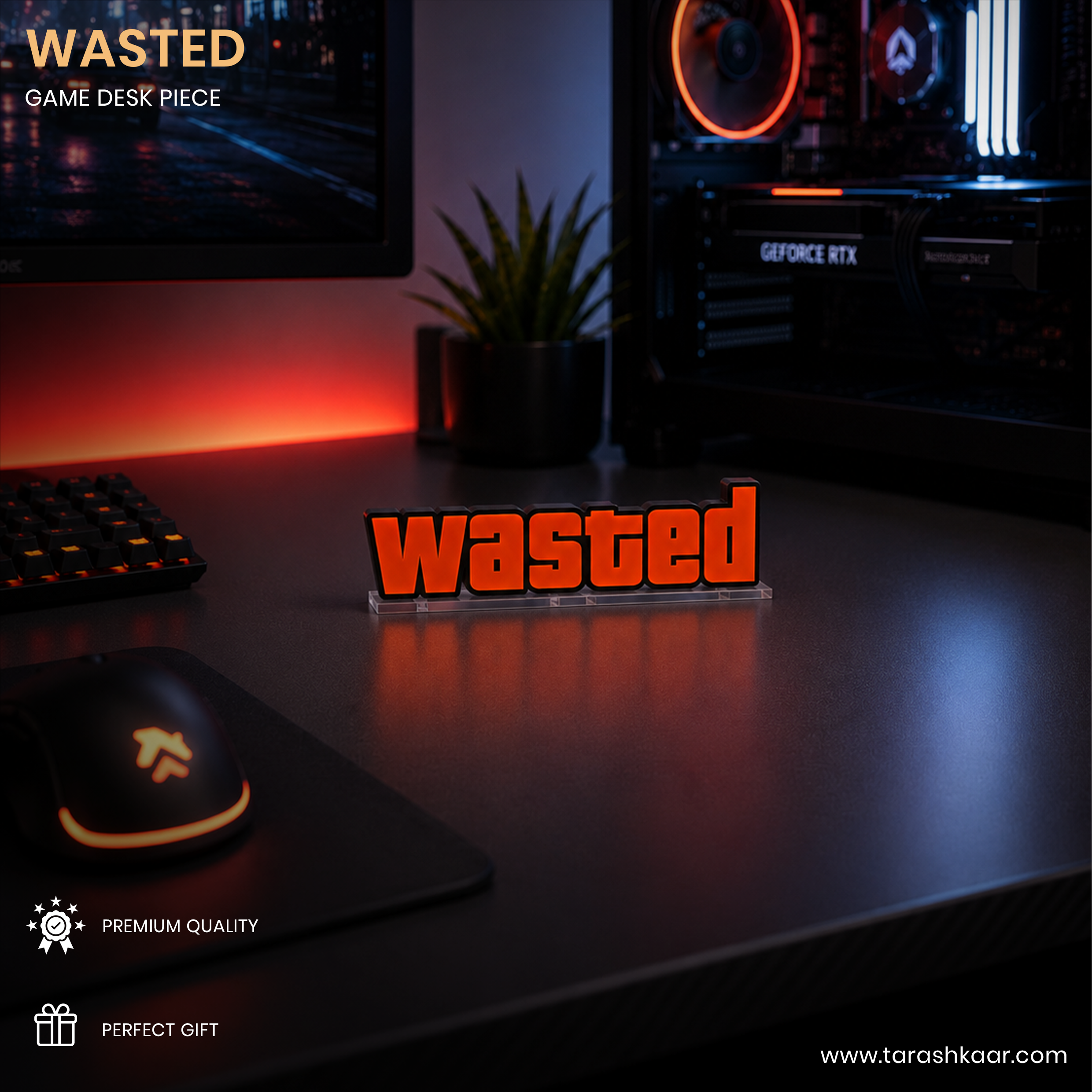 GTA WASTED Sign 3D Acrylic Game Desk Piece