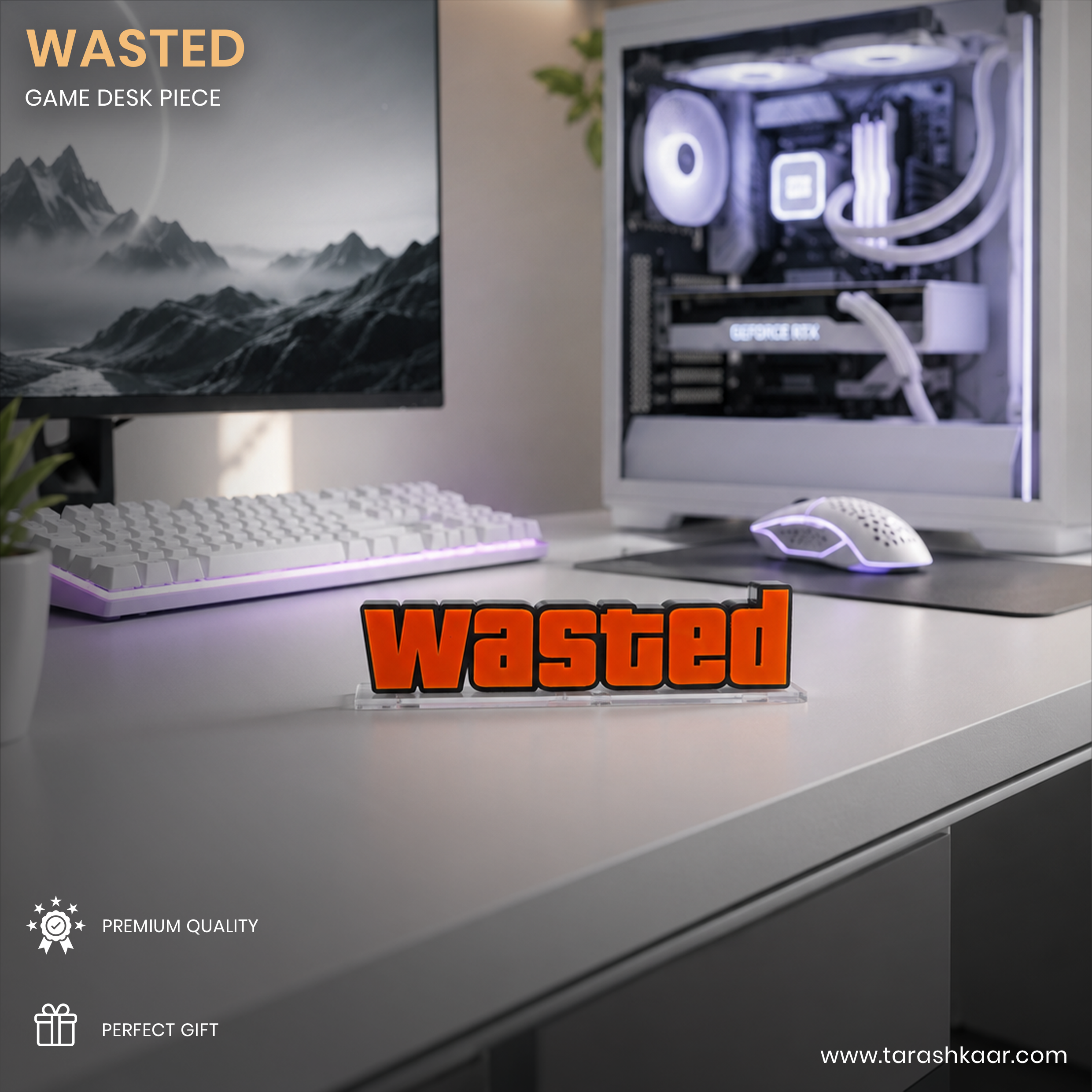 GTA WASTED Sign 3D Acrylic Game Desk Piece