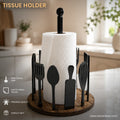 Kitchen Utensil Design Tissue Paper Holder – Wooden Base Paper Towel Stand