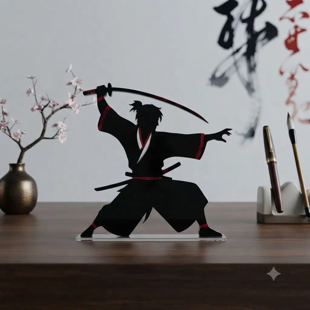 Premium Ninja Samurai Acrylic Figure - 3D Laser Cut Action Silhouette